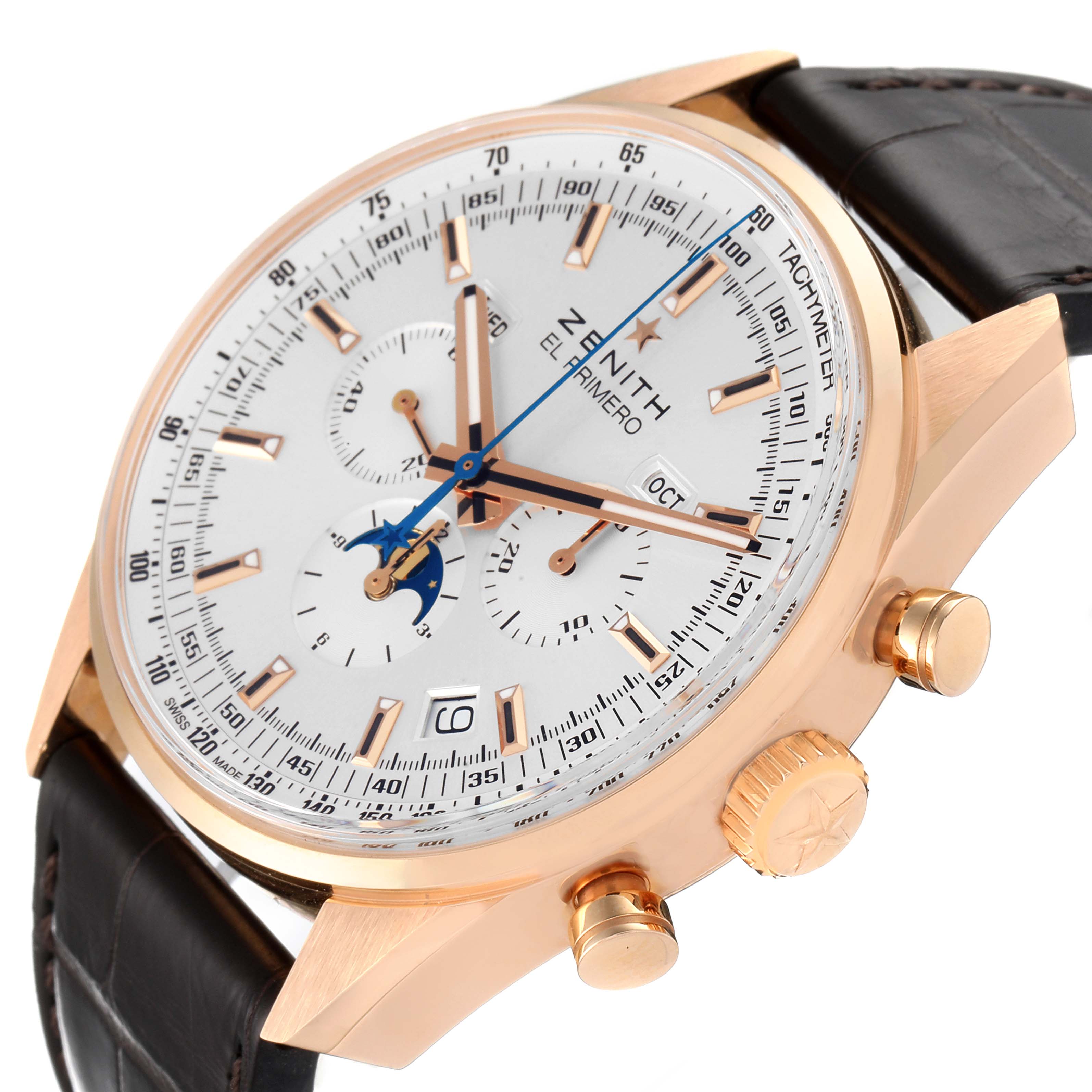 Zenith El Primero 410 Complete Calendar Moonphase Chronograph Rose Gold