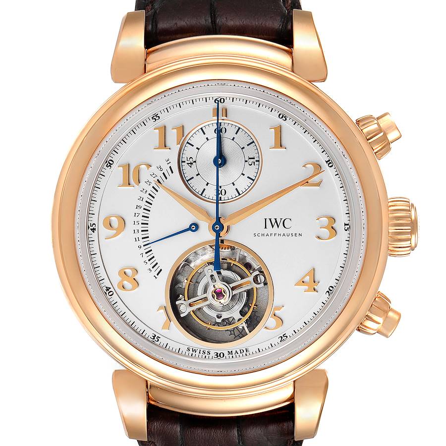 IWC Da Vinci Tourbillon Retrograde Flyback Chronograph Rose Gold Watch IW393101 Box Papers SwissWatchExpo