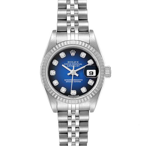 Photo of Rolex Datejust Steel White Gold Blue Vignette Diamond Ladies Watch 79174