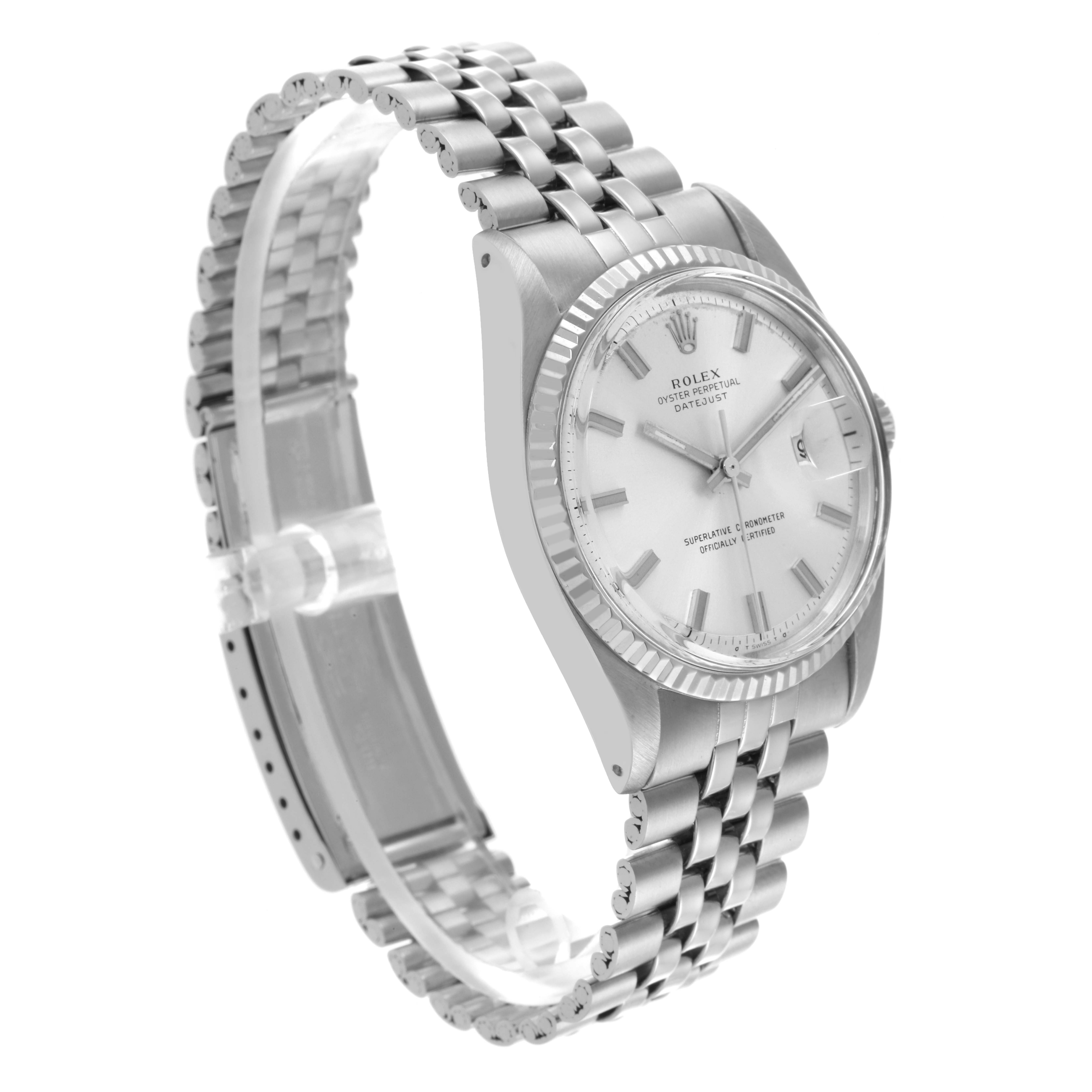 The Rolex Vintage Collection 1601 Men's Stainless Steel Silver Dial 1601 Men's Stainless Steel Silver Dial watch is shown at a three-quarter view, highlighting the dial, bezel, and metal bracelet.
