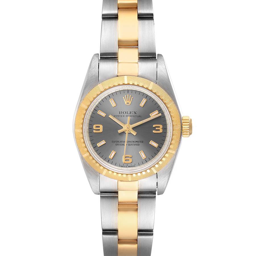 Rolex Oyster Perpetual Steel Yellow Gold Grey Dial Ladies Watch 76243 SwissWatchExpo