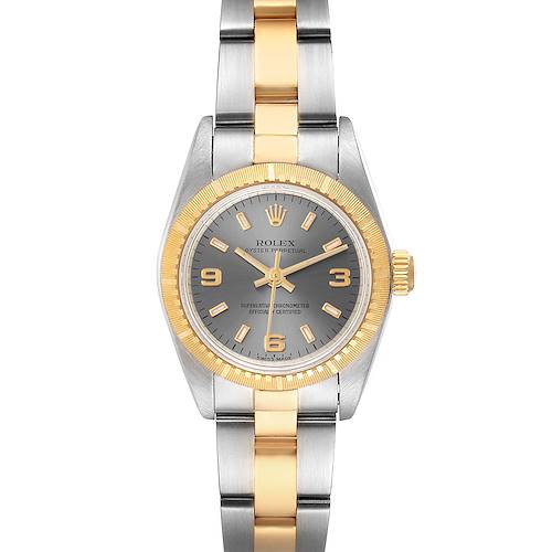 Photo of Rolex Oyster Perpetual Steel Yellow Gold Grey Dial Ladies Watch 76243