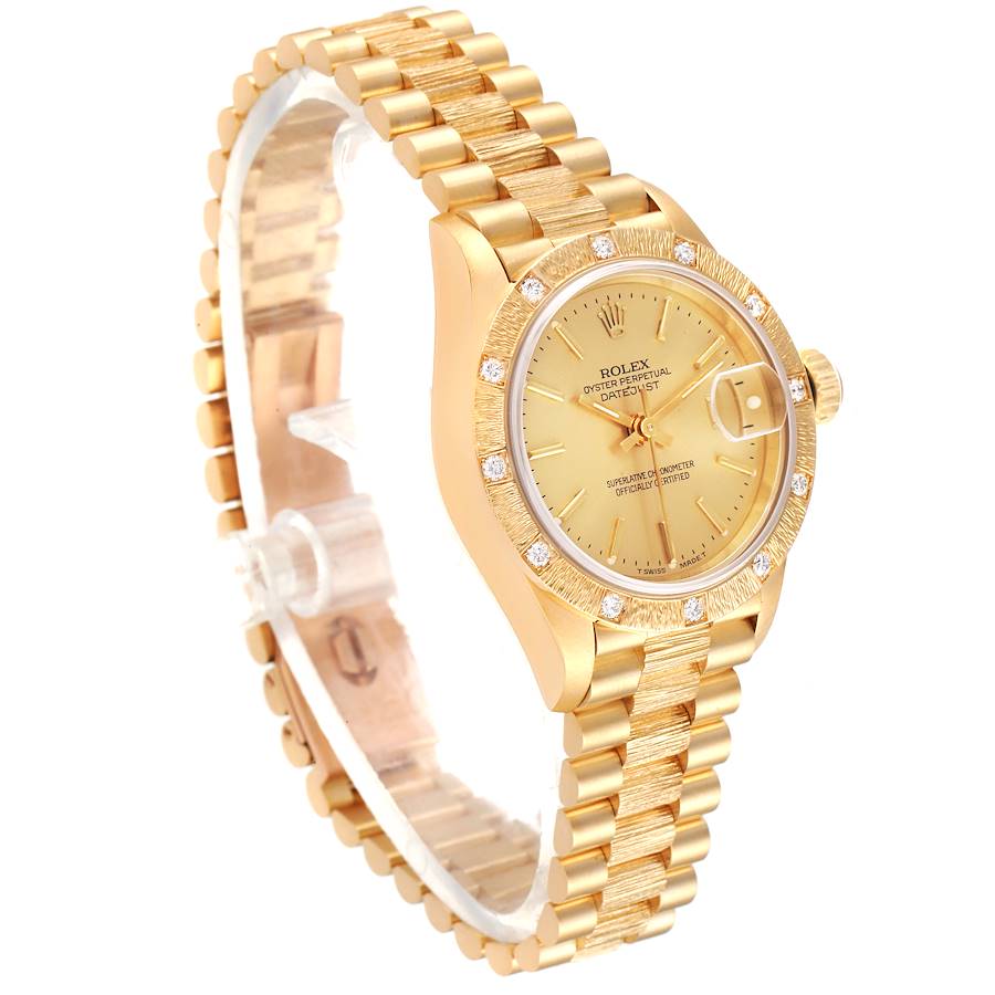 Rolex President Datejust 18k Yellow Gold Diamond Ladies Watch 69288