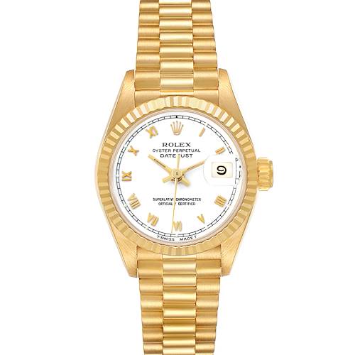 Photo of Rolex President Datejust Yellow Gold White Dial Ladies Watch 69178