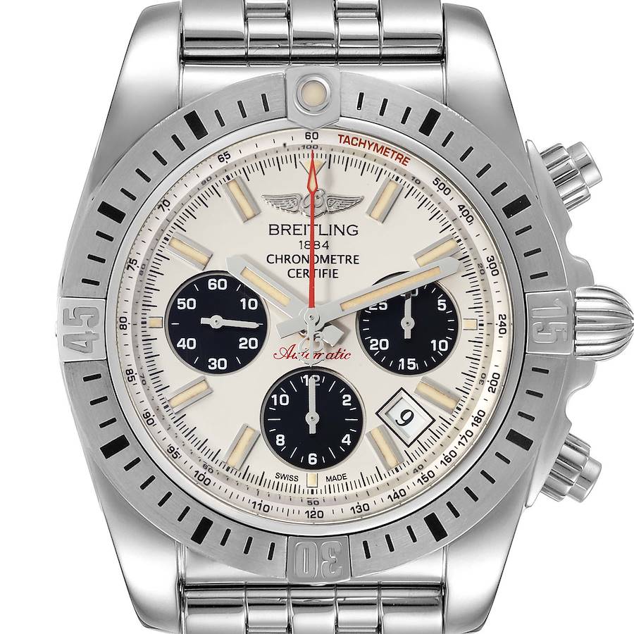 Breitling Chronomat 44 Airbourne Silver Dial Steel Mens Watch AB0115 Box Papers SwissWatchExpo