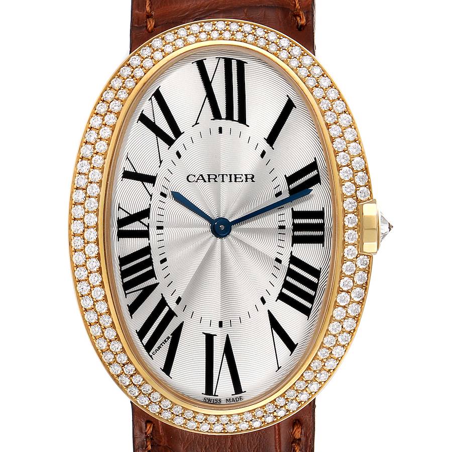 Cartier Baignoire Large 18k Rose Gold Diamond Ladies Watch WB520005 SwissWatchExpo