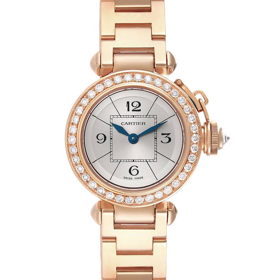 Cartier Miss Pasha Rose Gold Silver Dial Diamond Ladies Watch WJ124014 SwissWatchExpo