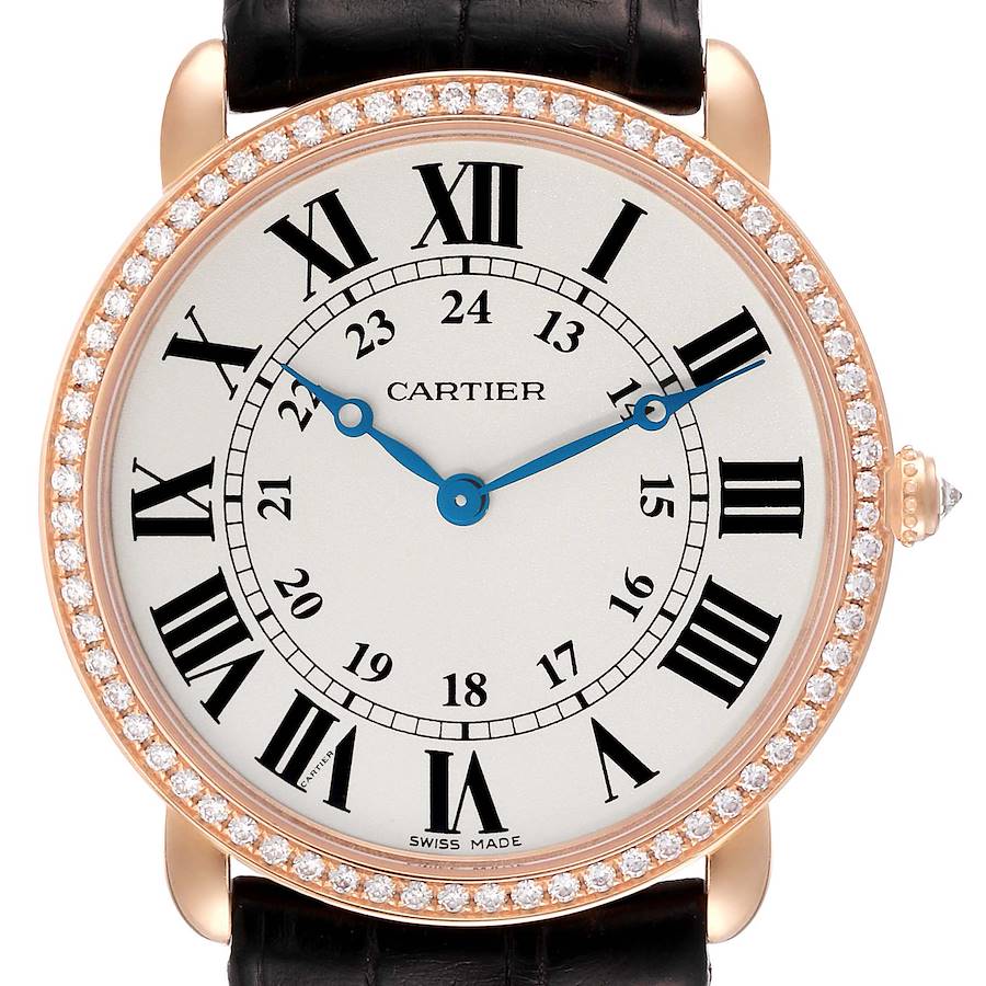 Cartier Ronde Louis Rose Gold Diamond Mens Watch WR000651 Box Papers SwissWatchExpo