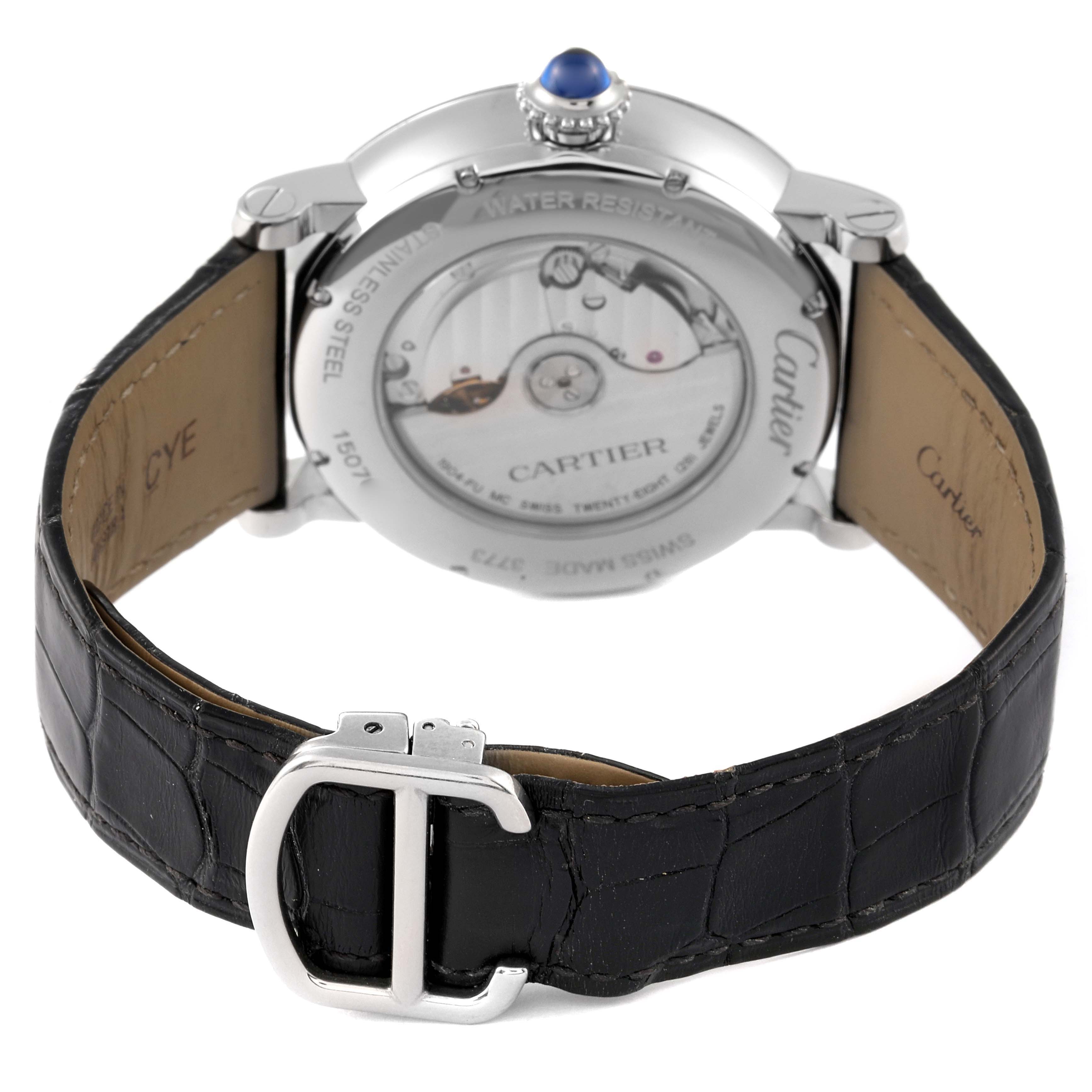 Cartier Rotonde Retrograde GMT Time Zone Steel Mens Watch W1556368 Box ...