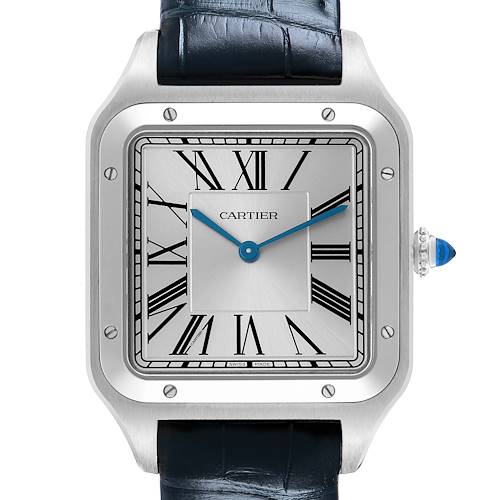 Photo of Cartier Santos Dumont Large Steel Blue Strap Mens Watch WSSA0032