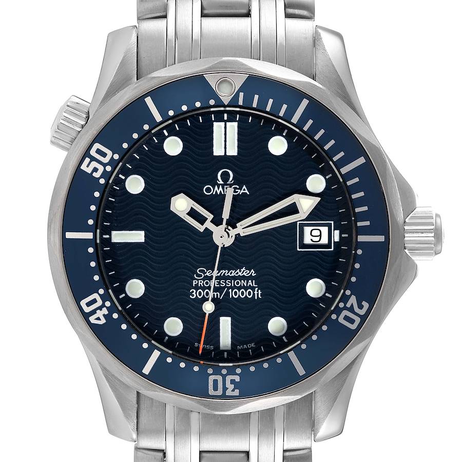 Omega Seamaster James Bond 36 Midsize Blue Wave Dial Mens Watch 2561.80.00 SwissWatchExpo