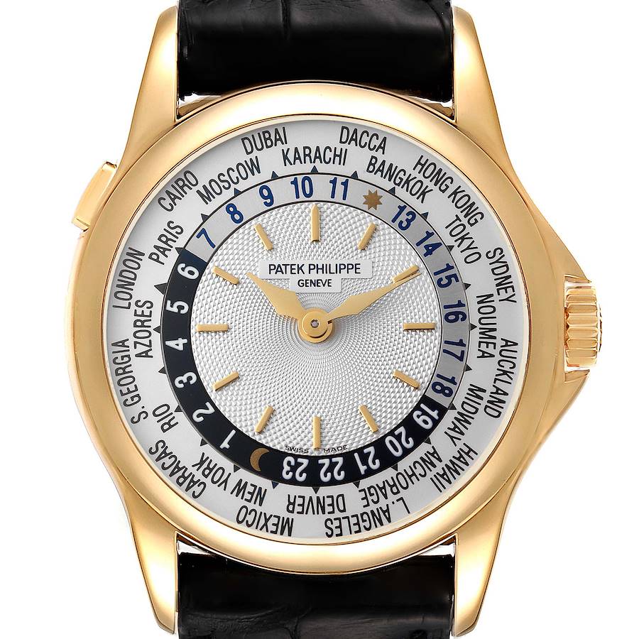 Patek Philippe World Time Complications Yellow Gold Mens Watch 5110 SwissWatchExpo