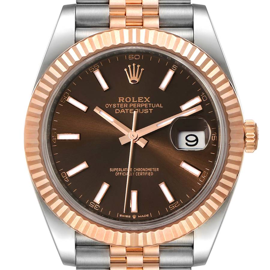 Rolex Datejust 41 Steel Everose Gold Chocolate Dial Watch 126331 Unworn SwissWatchExpo
