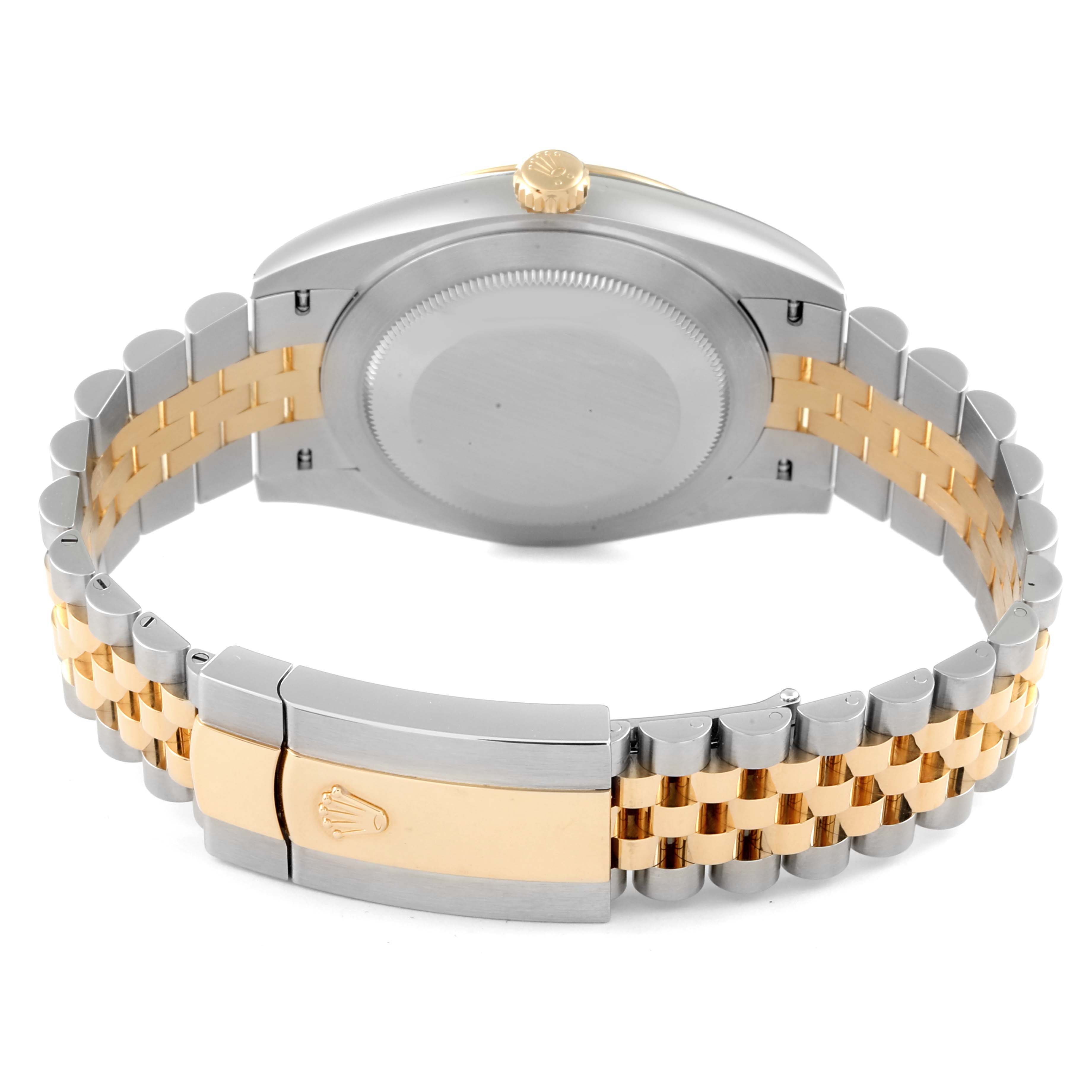 This image shows the back and clasp of the Rolex Datejust 41 126333 Men's Steel and Gold (two tone) Champagne Dial 126333 Men's Steel and Gold (two tone) Champagne Dial, highlighting its two-tone metal bracelet.