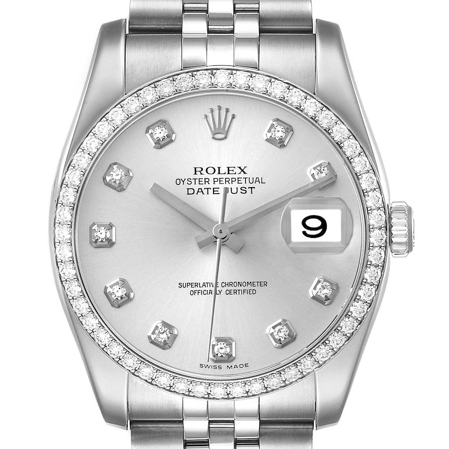 Rolex Datejust Diamond Dial and Bezel Jubilee Bracelet Mens Watch 116244 SwissWatchExpo
