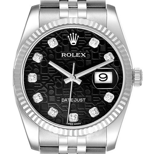 Photo of Rolex Datejust Steel White Gold Anniversary Diamond Dial Mens Watch 116234