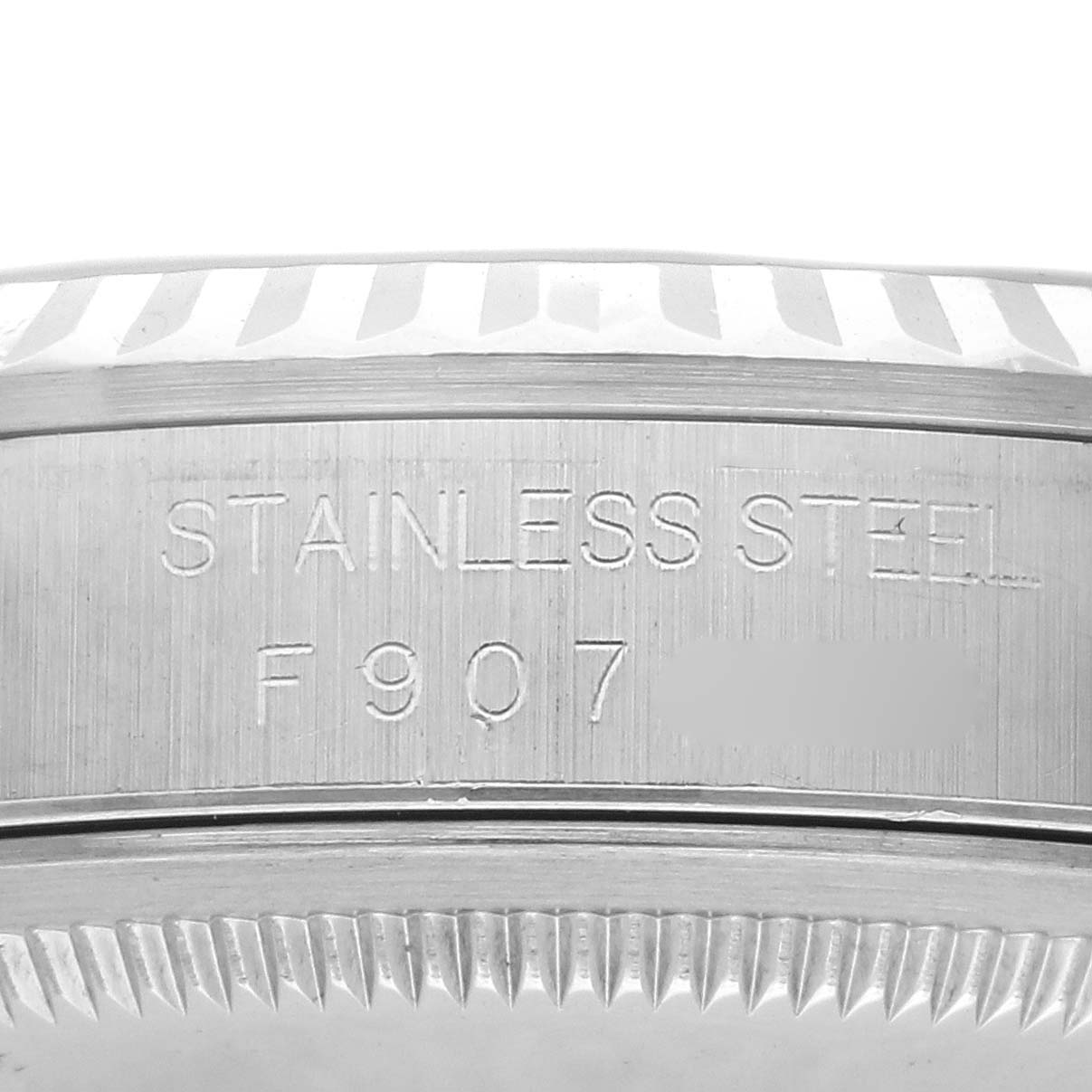 The image shows a close-up of the stainless steel case side and bezel edge of a Rolex Datejust 16234 Men
s Stainless Steel Silver Dial 16234 Men
s Stainless Steel Silver Dial watch.