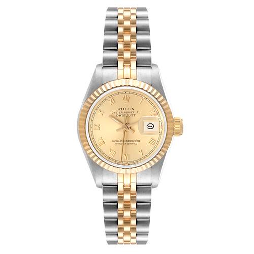 Photo of Rolex Datejust Steel Yellow Gold Champagne Roman Dial Ladies Watch 69173