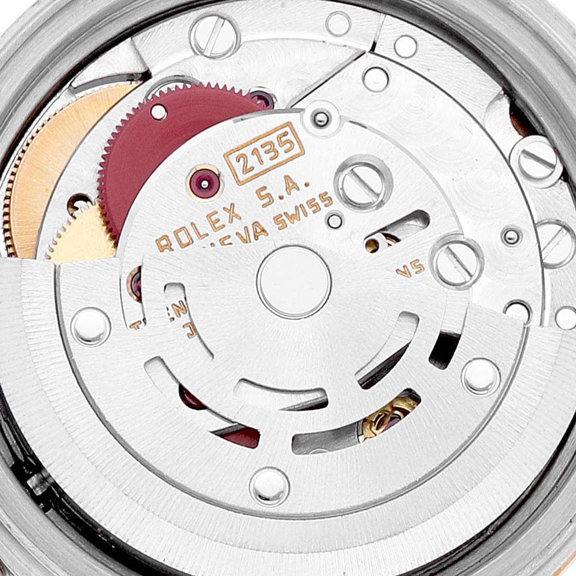 This image shows the movement mechanism of a Rolex Datejust 69173 Women's Steel and Gold (two tone) Champagne Dial 69173 Women's Steel and Gold (two tone) Champagne Dial watch, highlighting the detailed internals.
