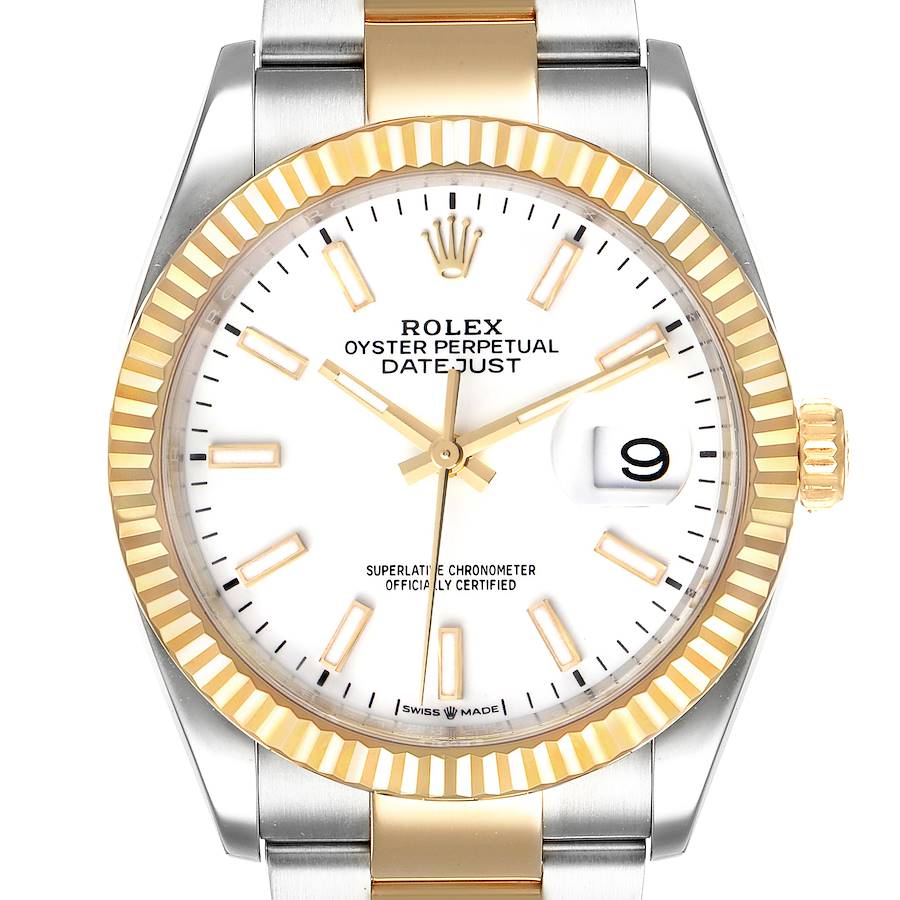 Rolex Datejust Steel Yellow Gold White Dial Mens Watch 126233 Unworn SwissWatchExpo