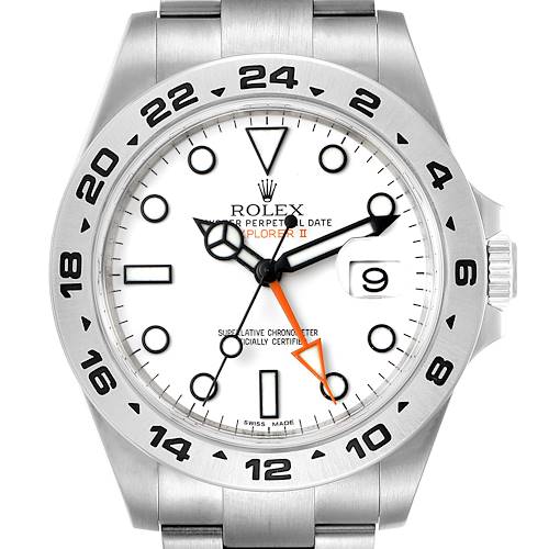 Photo of Rolex Explorer II 42 White Dial Orange Hand Steel Mens Watch 216570 Unworn