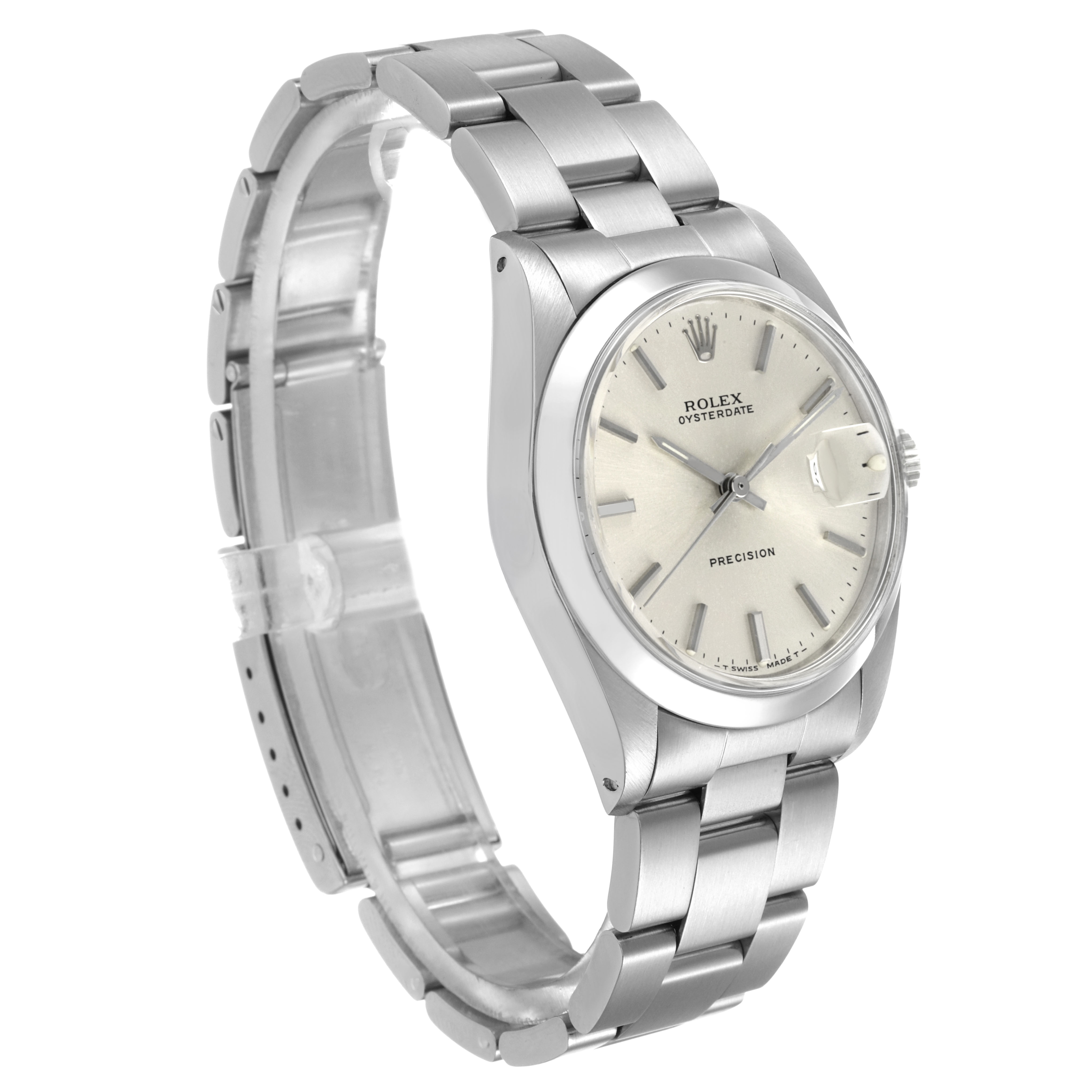 The Rolex Vintage Collection 6694 Men's Stainless Steel Silver Dial watch is shown at a slight angle, highlighting the face, bezel, and bracelet.