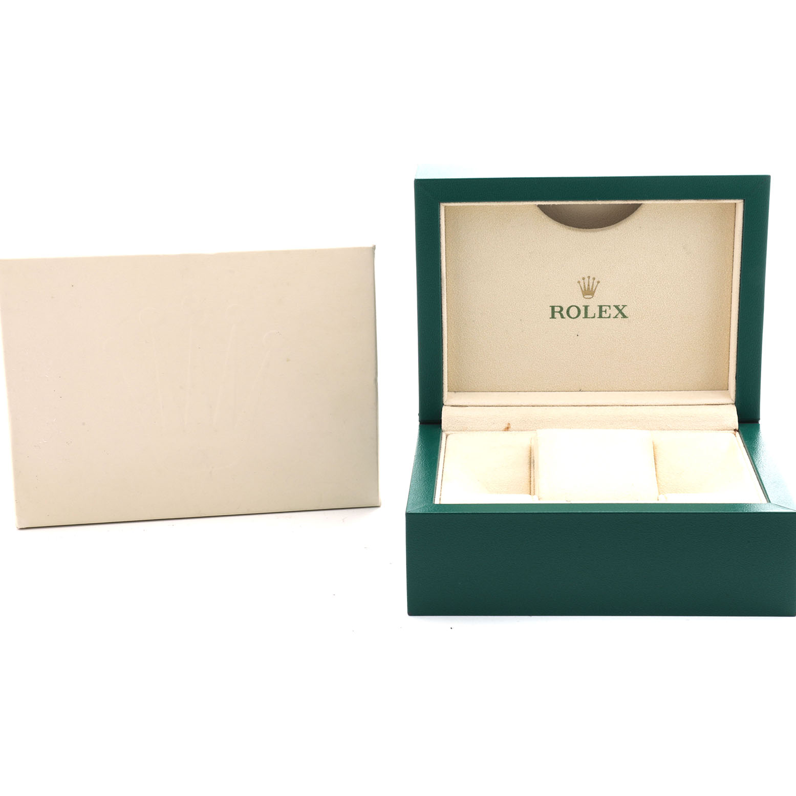 The image shows an open Rolex President 179166 Women's Platinum Blue Dial model watch box alongside its outer cardboard sleeve.