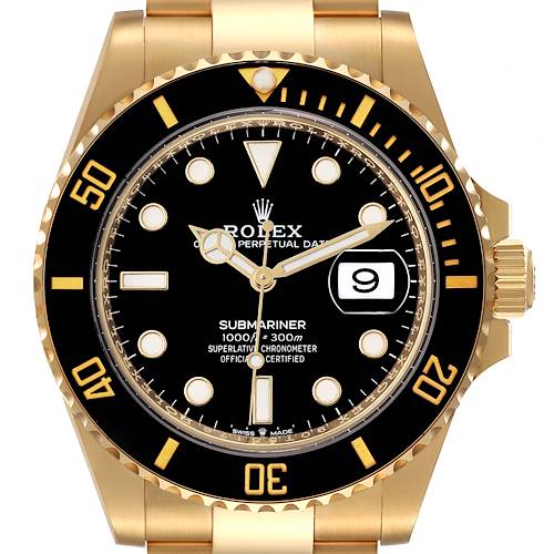 Photo of Rolex Submariner 18k Yellow Gold Black Dial Bezel Mens Watch 126618 Unworn