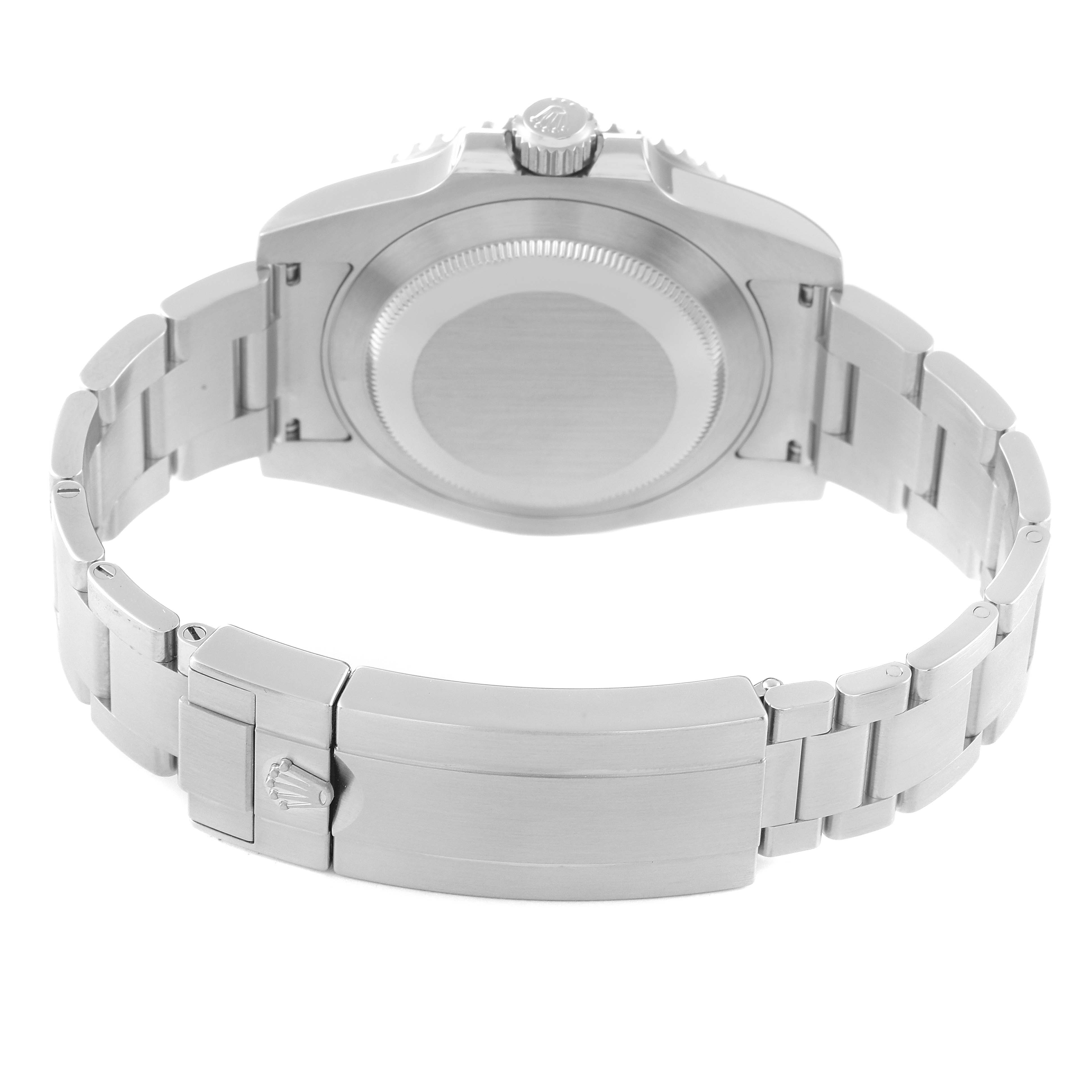 The image shows the back and bracelet clasp of a Rolex Submariner 116610 Men
s Stainless Steel Black Dial 116610 Men
s Stainless Steel Black Dial watch, focusing on the case back and metal bracelet.