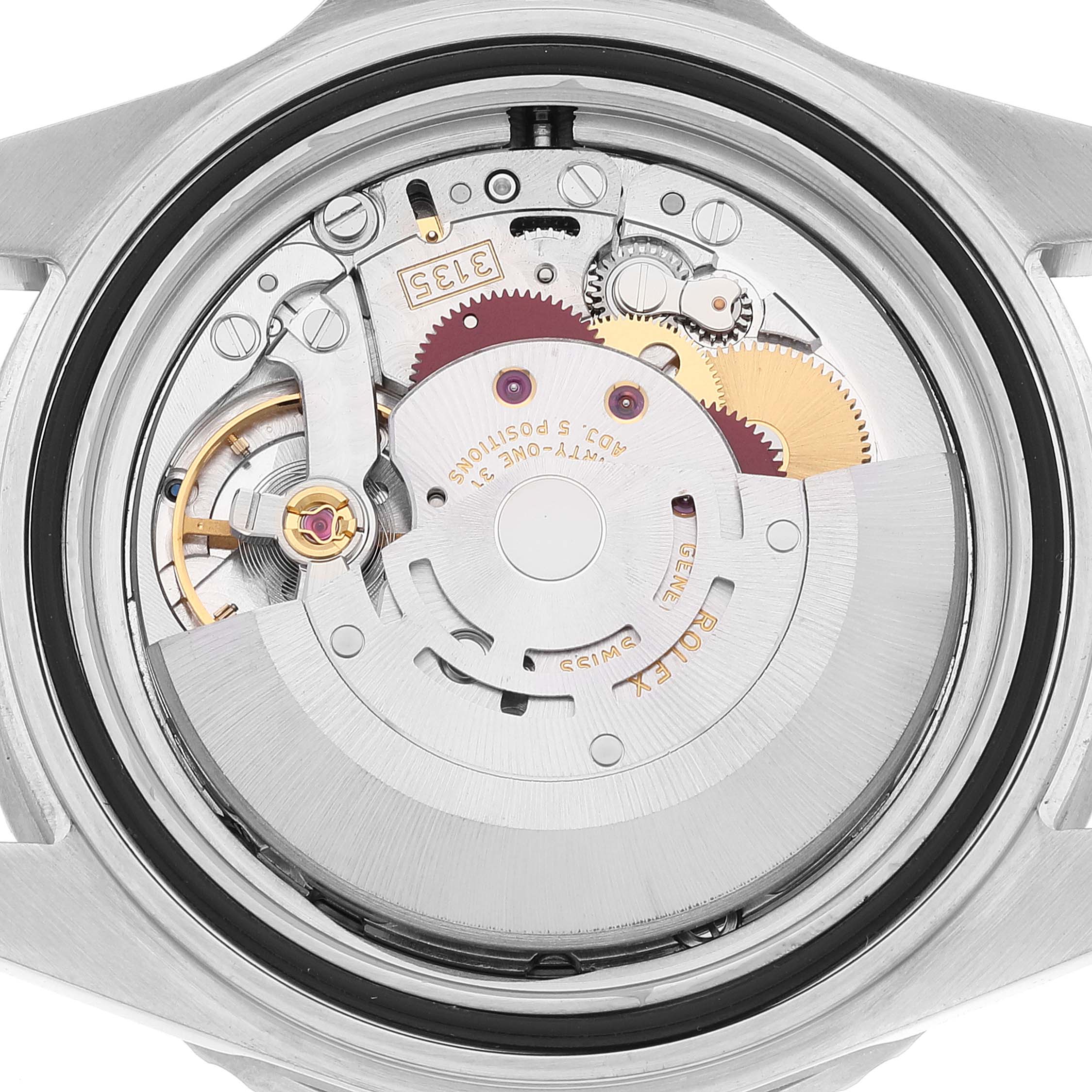 This image shows the movement mechanism of a Rolex Submariner 16610 Men
s Stainless Steel Black Dial 16610 Men
s Stainless Steel Black Dial watch from the back view.