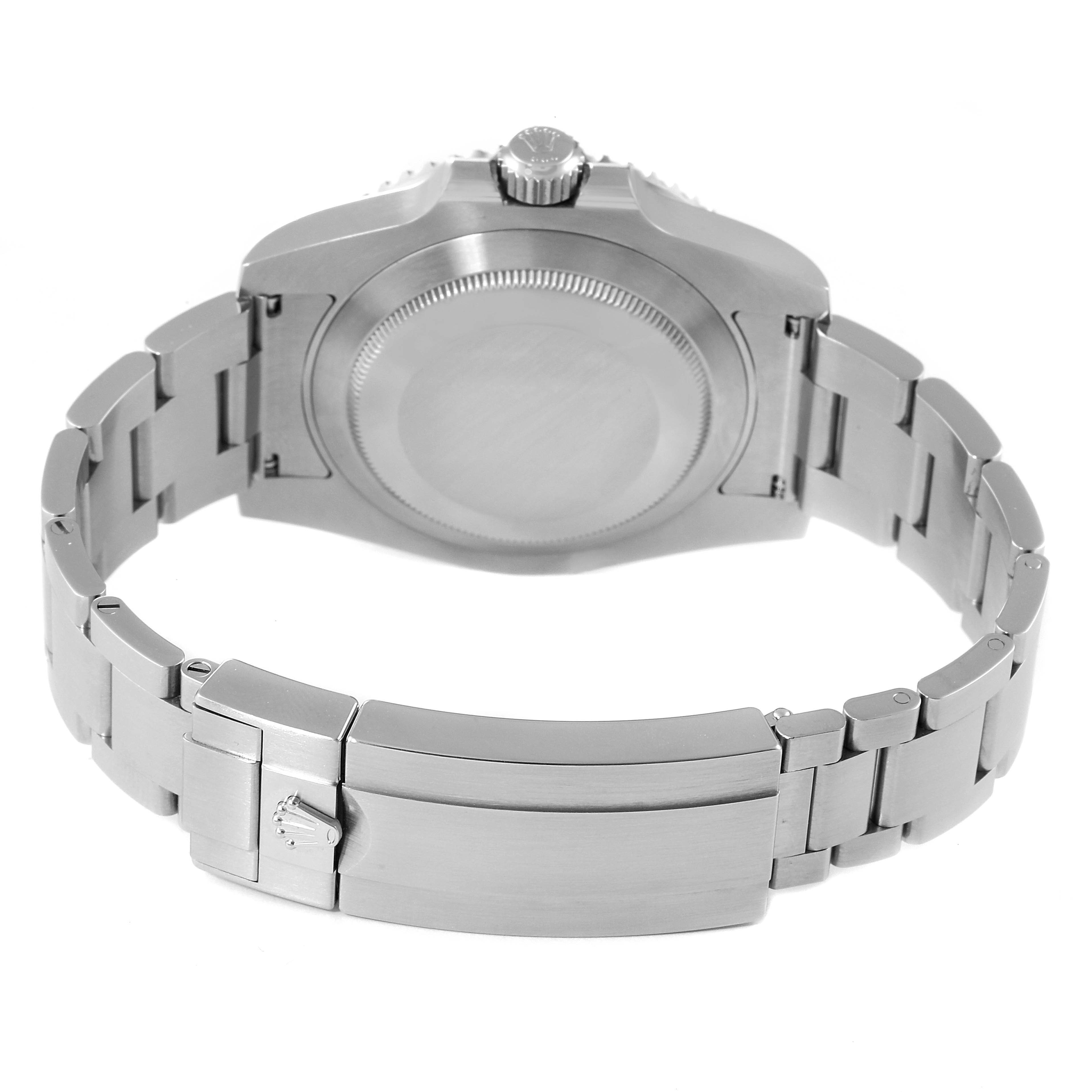 This image shows the back and bracelet of a Rolex Submariner 116610LV Men
s Stainless Steel Green Dial 116610LV Men
s Stainless Steel Green Dial watch, highlighting the clasp and case back.