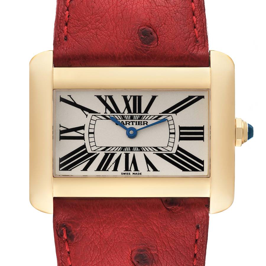 Cartier Tank Divan Large Silver Dial Yellow Gold Ladies Watch W6300556 Box Papers SwissWatchExpo