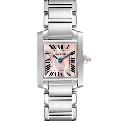 Photo of NOT FOR SALE Cartier Tank Francaise Pink Mother of Pearl Steel Ladies Watch W51028Q3 Box Papers PARTIAL PAYMENT