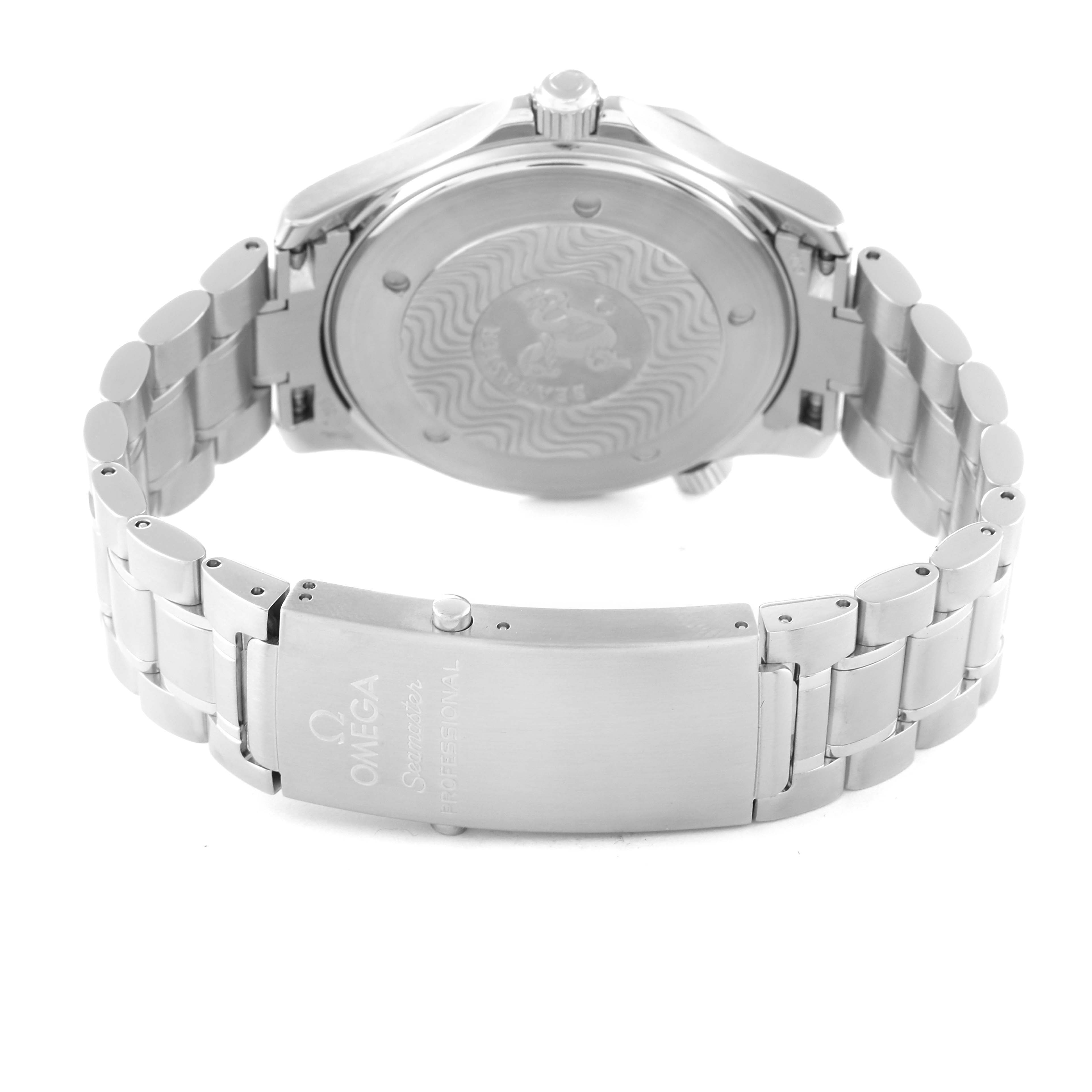 The image shows the back case and bracelet of the Omega Seamaster 2264.50.00 Men's Stainless Steel Black Dial 2264.50.00 Men's Stainless Steel Black Dial watch.