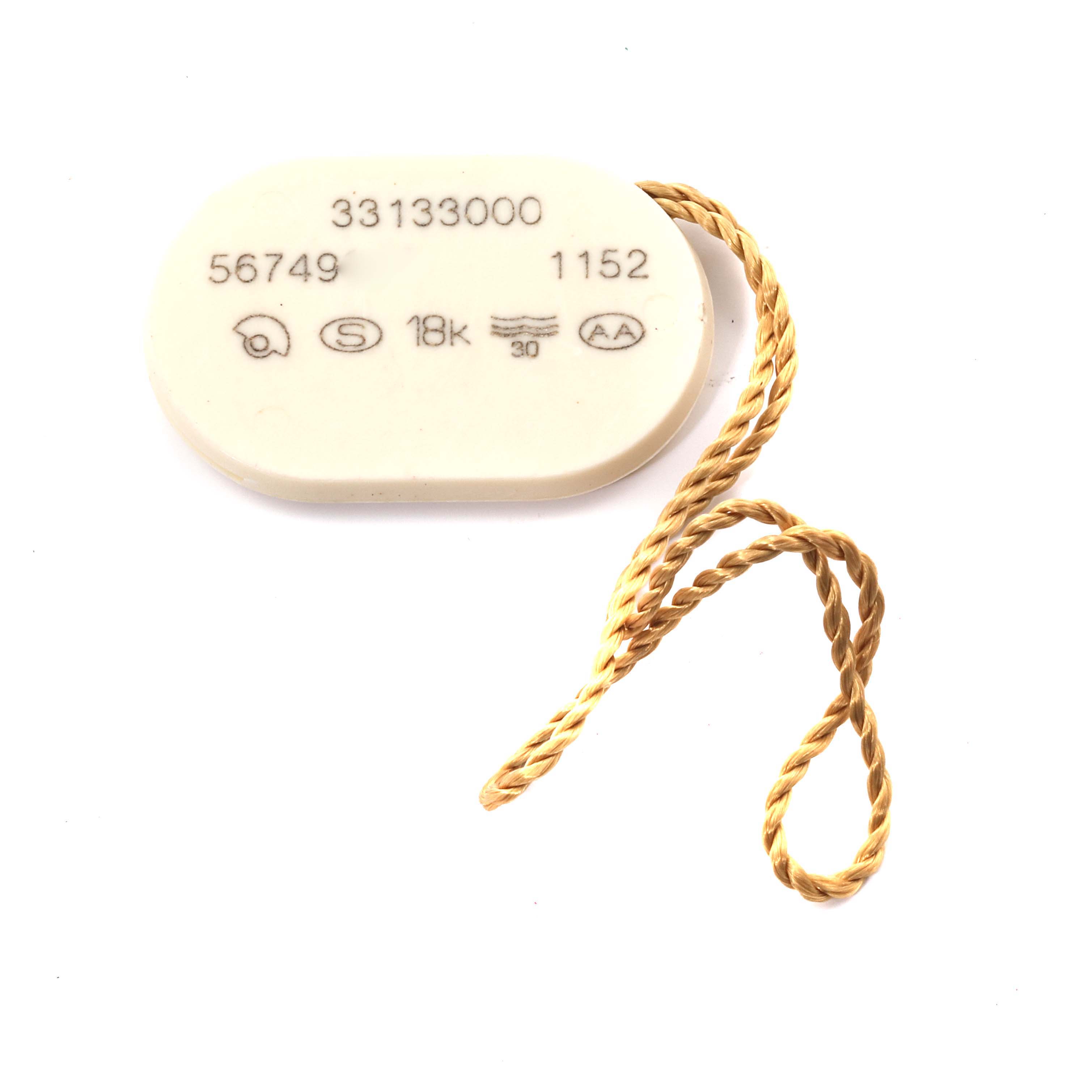 This image shows an Omega Speedmaster 3313.30.00 Men's Steel and Gold (two tone) Silver Dial 3313.30.00 Men's Steel and Gold (two tone) Silver Dial model tag, mainly displaying serial numbers and specifications.