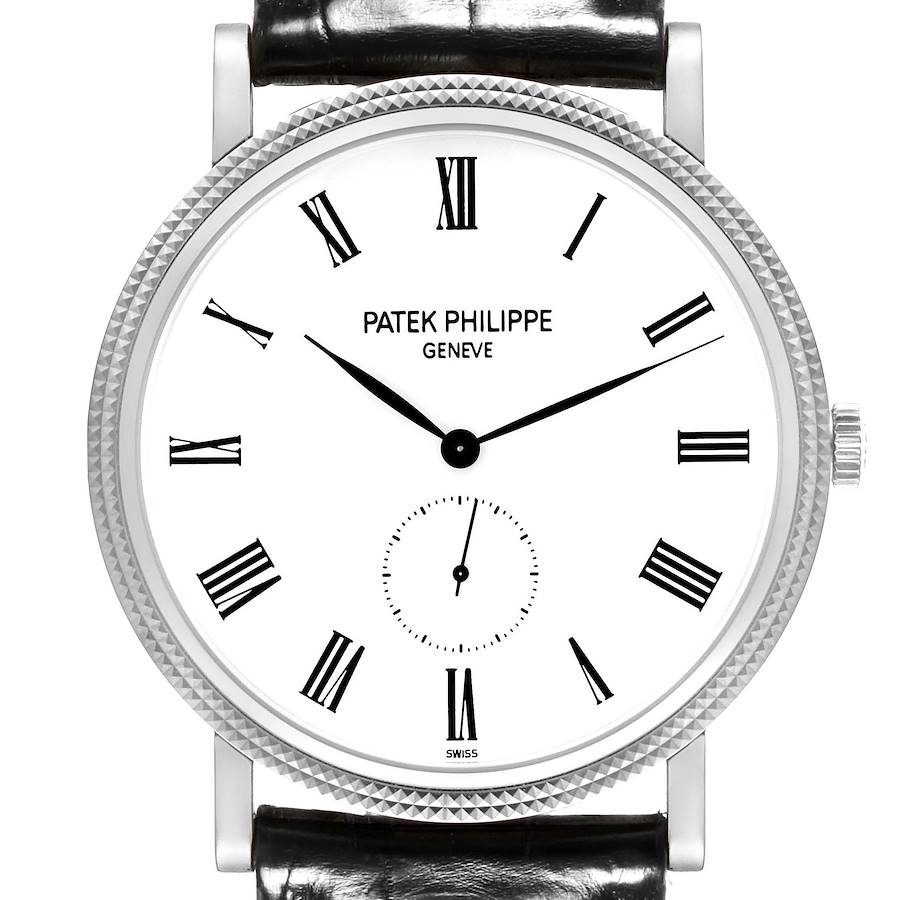 Patek Philippe Calatrava White Gold Black Strap Mens Watch 5119G Paper SwissWatchExpo