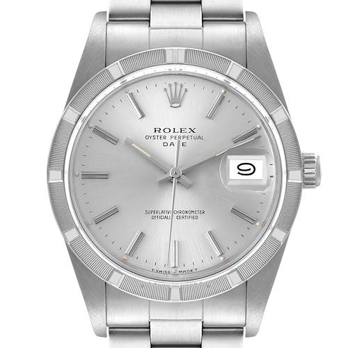 Photo of Rolex Date Stainless Steel Silver Dial Vintage Mens Watch 15010 Box Papers