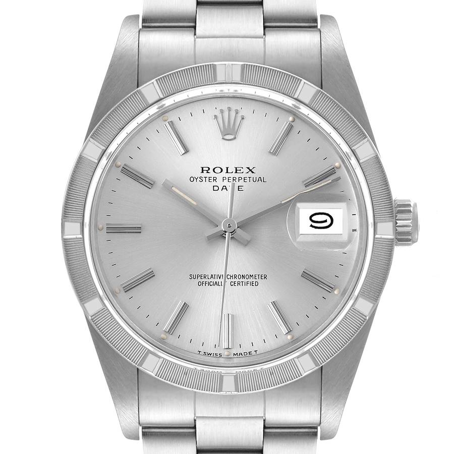 Rolex Date Stainless Steel Silver Dial Vintage Mens Watch 15010 Box Papers SwissWatchExpo