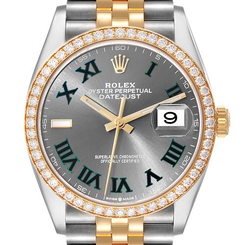 Photo of Rolex Datejust Steel Yellow Gold Wimbledon Dial Diamond Mens Watch 126283