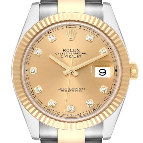 Photo of Rolex Datejust 41 Steel Yellow Gold Black Diamond Dial Watch 126333 Box Card