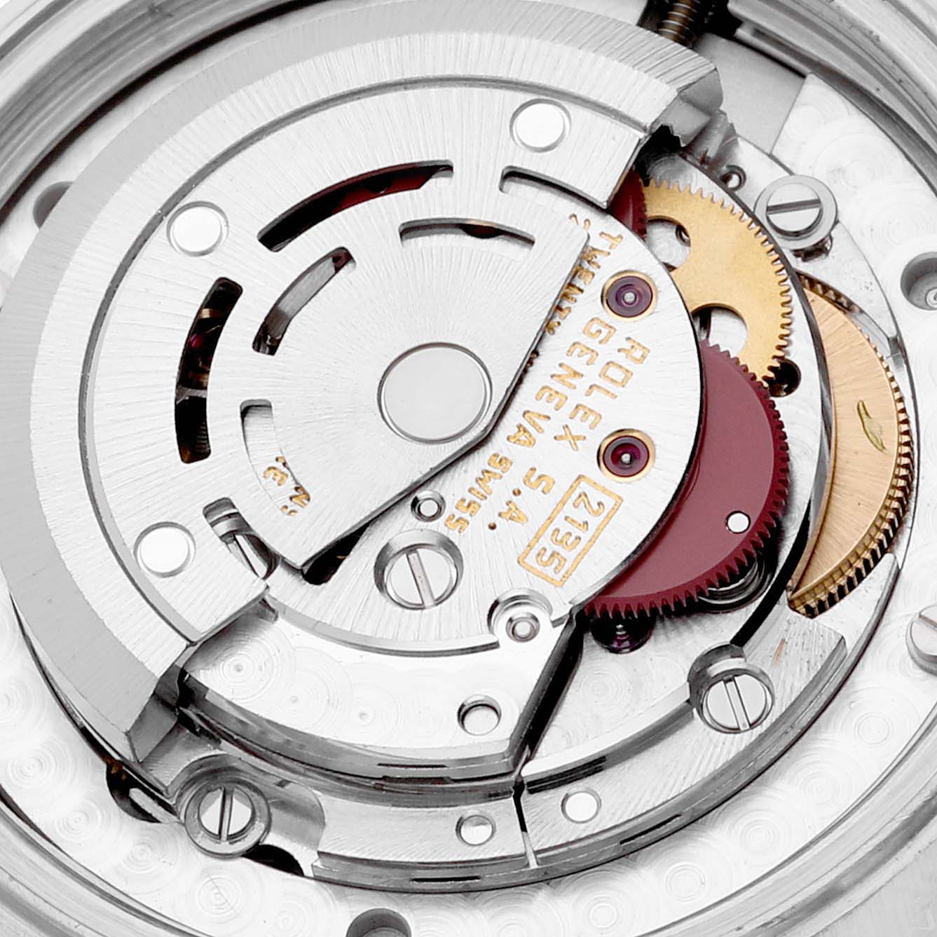The image shows the internal mechanism of a Rolex Mid-Size 68273 Women's Steel and Gold (two tone) Beige Dial 68273 Women's Steel and Gold (two tone) Beige Dial model watch, focusing on the movement components.