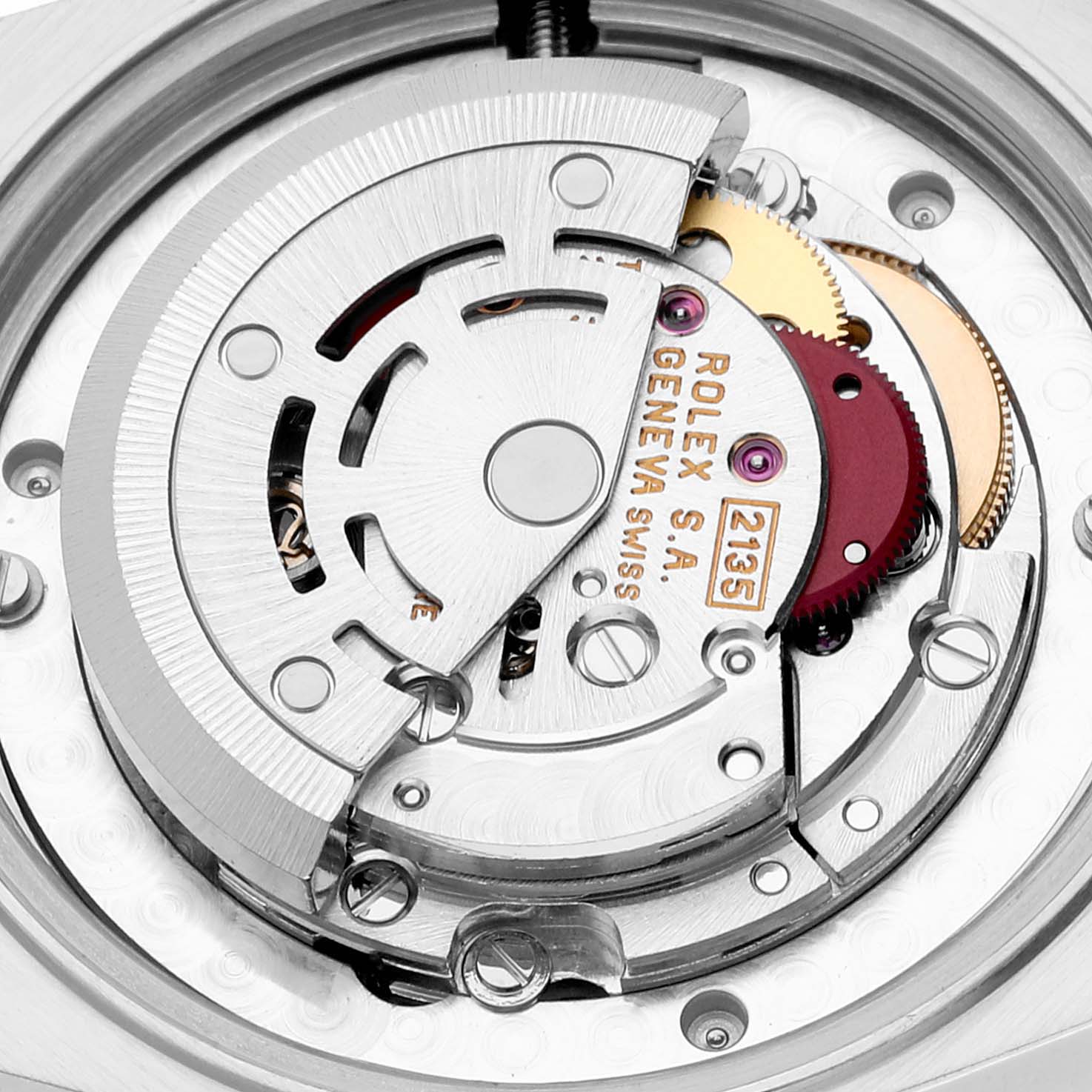 The image shows the internal movement parts of the Rolex Mid-Size 68273 Women
s Steel and Gold (two tone) White Dial 68273 Women
s Steel and Gold (two tone) White Dial model viewed from the back.