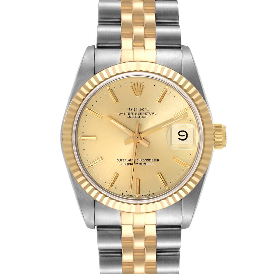 Rolex Datejust Midsize Steel Yellow Gold Ladies Watch 68273 SwissWatchExpo