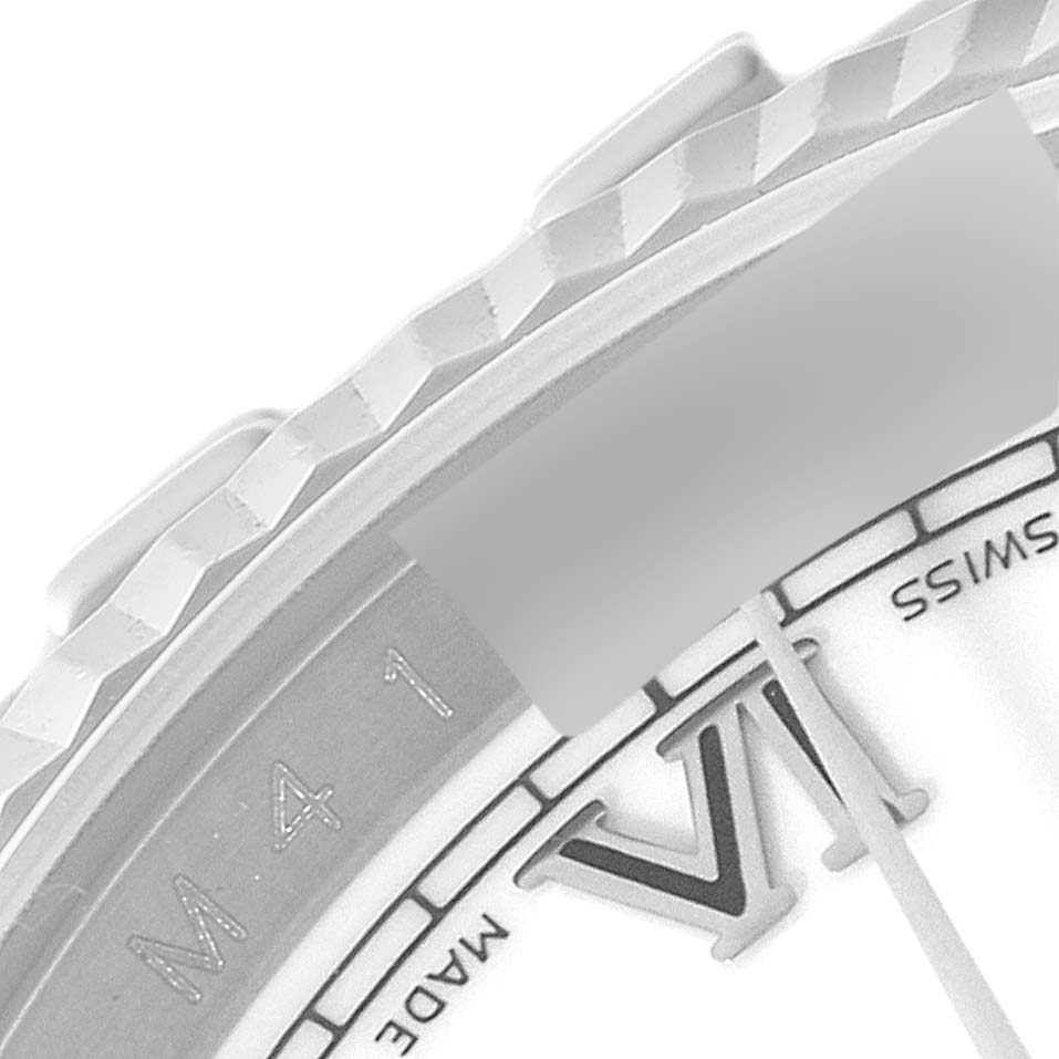 The image shows a close-up of the bezel, part of the dial, and the Roman numeral VI on a Rolex Datejust 116234 Men's Stainless Steel White Dial 116234 Men's Stainless Steel White Dial watch.