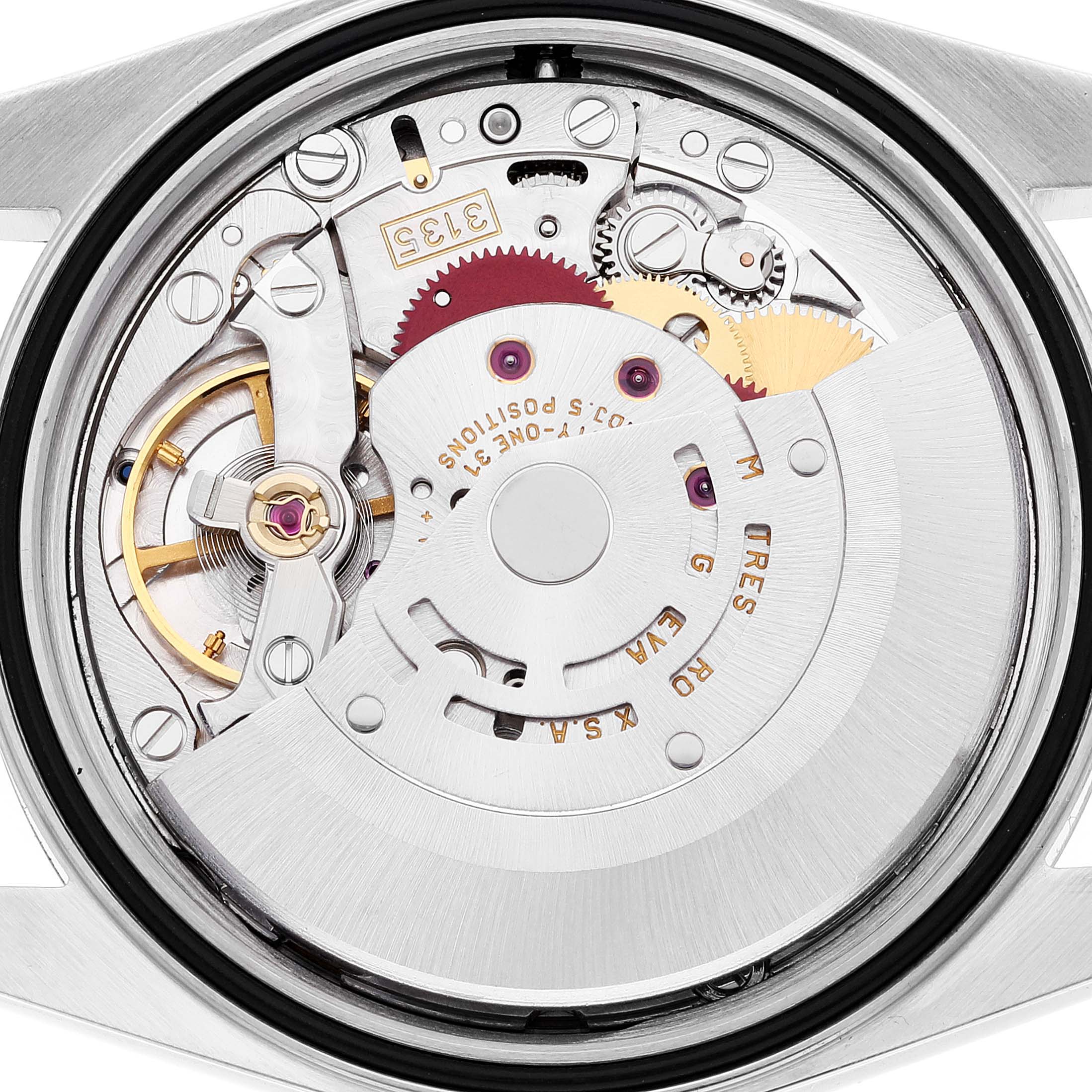 This image shows the internal movement mechanism of a Rolex Datejust 16233 Men's Steel and Gold (two tone) White Dial 16233 Men's Steel and Gold (two tone) White Dial watch from a back view.