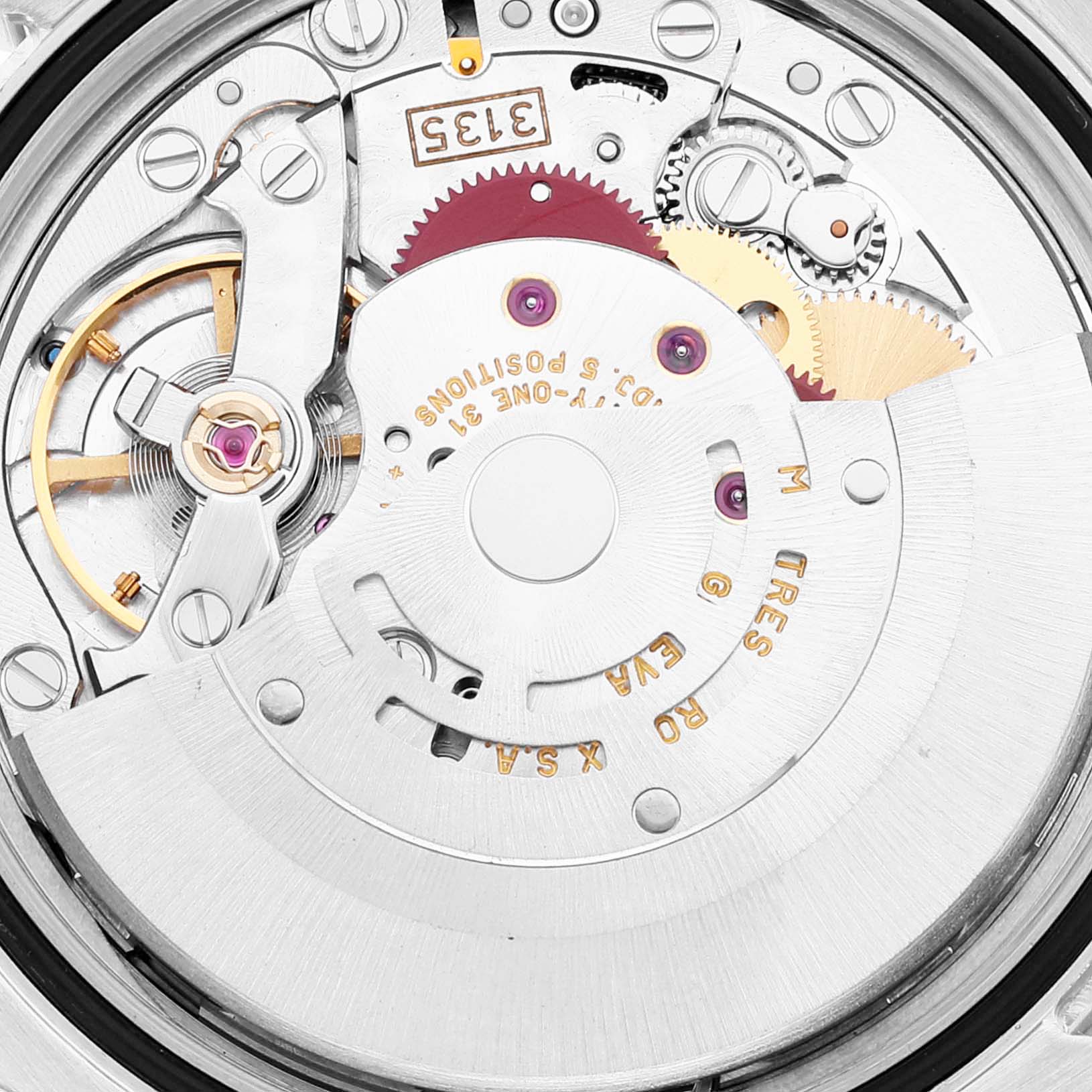 This image shows the internal mechanism and movement parts of a Rolex Turn-o-Graph 116264 Men's Stainless Steel White Dial 116264 Men's Stainless Steel White Dial watch, viewed from the back.