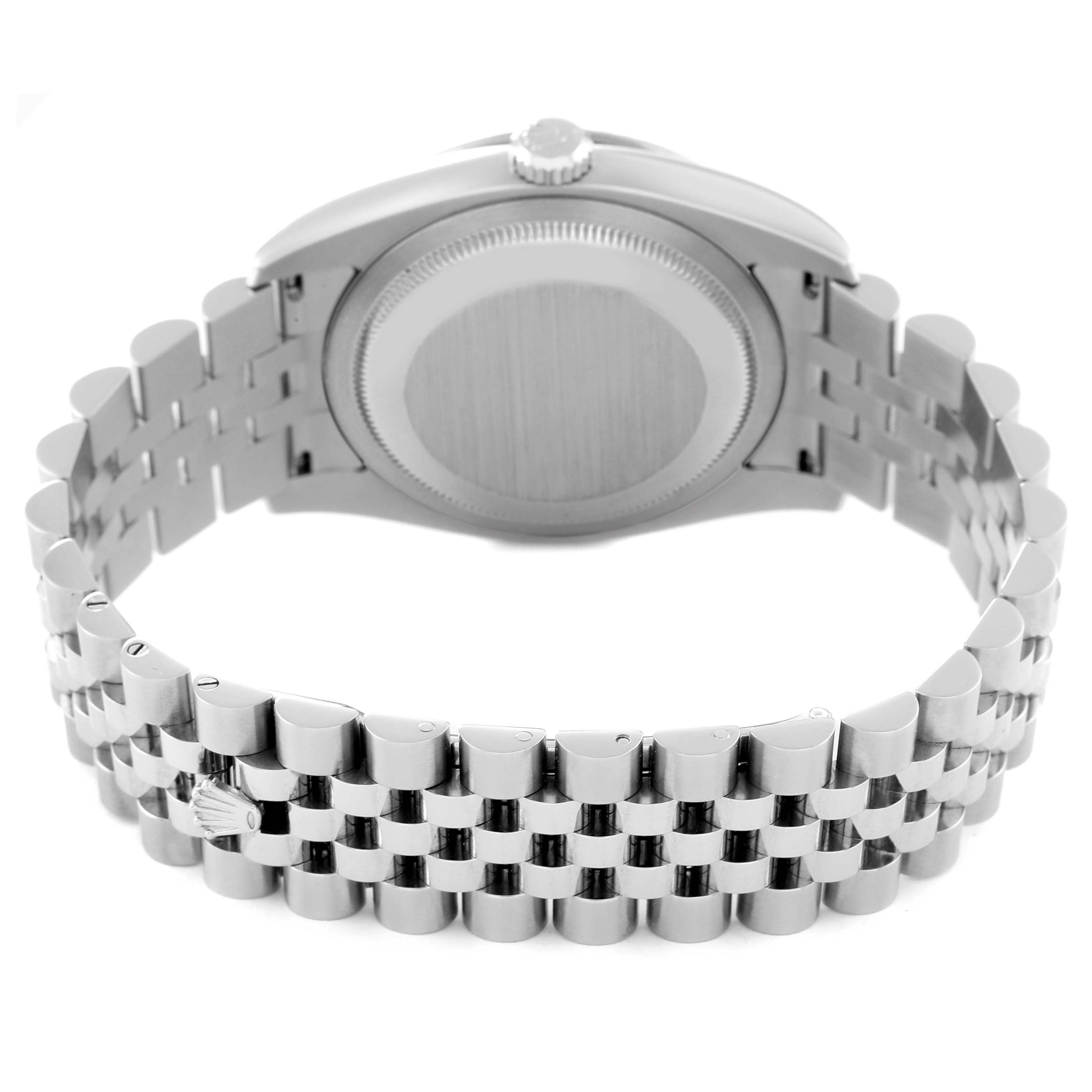 This image shows the back case and bracelet of a Rolex Turn-o-Graph 116264 Men's Stainless Steel White Dial 116264 Men's Stainless Steel White Dial watch.