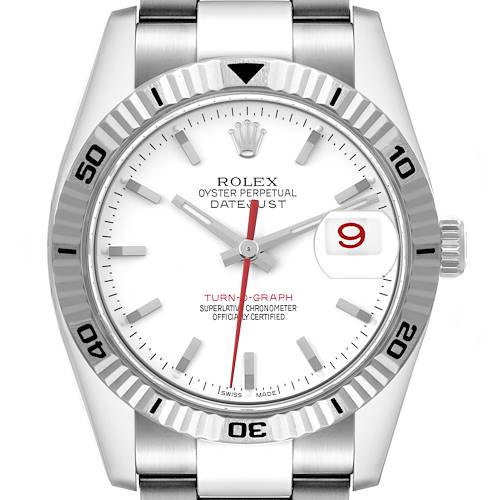 Photo of Rolex Datejust Turnograph White Dial Steel Mens Watch 116264