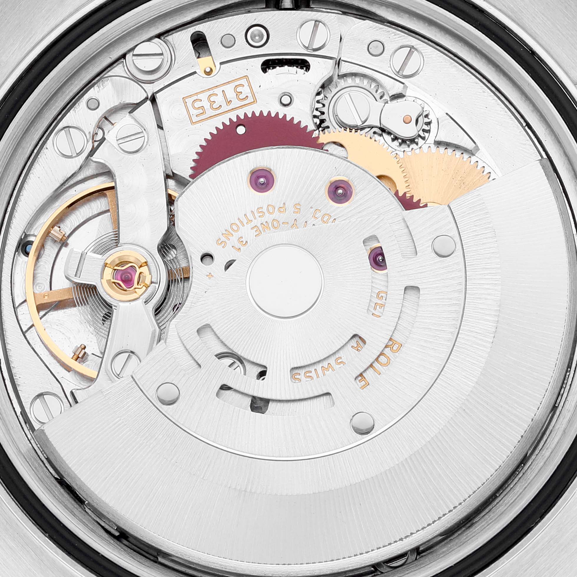 This image showcases the internal movement mechanism of the Rolex Turn-o-Graph 116264 Men
s Stainless Steel White Dial 116264 Men
s Stainless Steel White Dial watch.