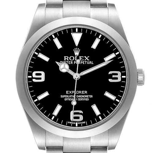 Photo of Rolex Explorer I 39mm Black Dial Steel Mens Watch 214270 Box Card